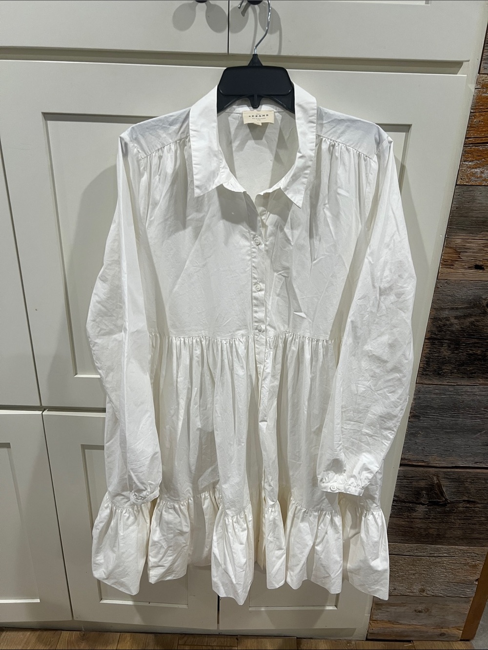 Sézane Hilma Dress in Ecru - White Cotton Babydoll Shirtdress Size 44